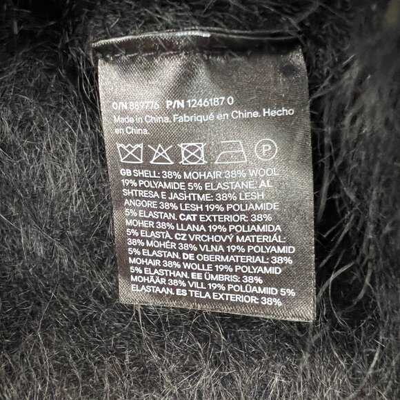 H&M Womens Jumper V Neck Sweater Shaggy Wool Mohair Long Sleeve Black Size Small - Picture 8 of 14